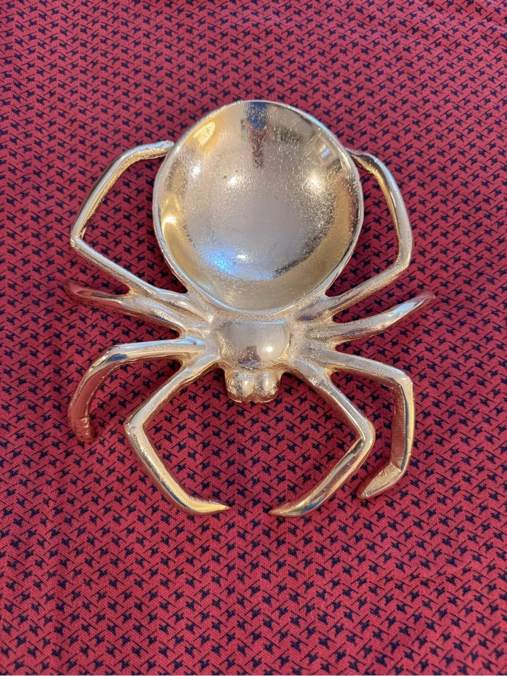 Gold Spider Trinket Dish Catchall Bowl Halloween Gothic Decor Large Maximalist